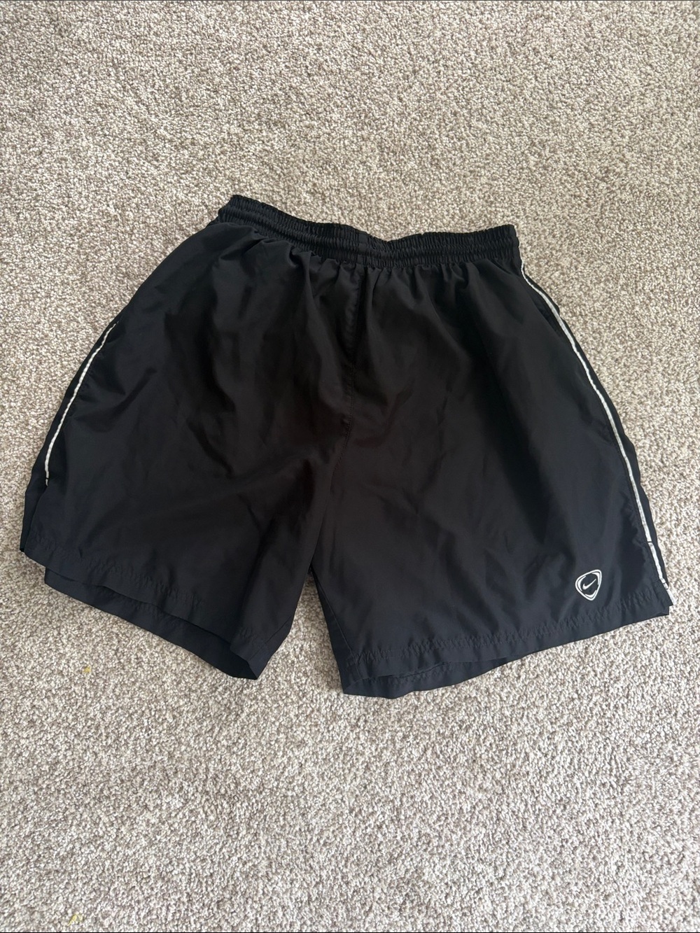 Nike Black Athletic Shorts with White Side Piping